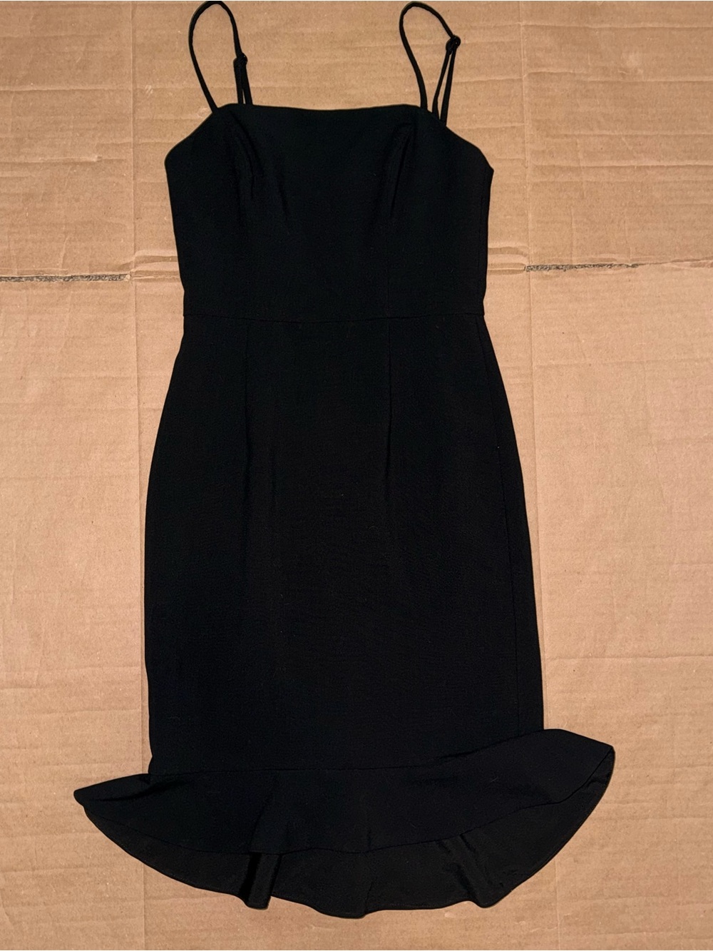 French Connection Black Dress Size 0 Spaghetti Strap Ruffle Hem Cocktail Party - Picture 2 of 9